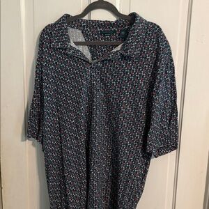 Perry Ellis Navy and Red Patterned Polo